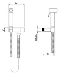 Kit igiene doccetta per bidet completo, quadrato in ottone, flessibile 120 cm