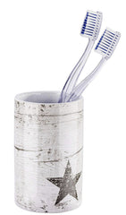 Wenko Star - Porte-brosse à dents en céramique gris tourterelle, 6,8 x 6,8 x 10,8 cm
