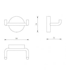 Porta abito serie wire con due ganci d'appoggio - fissaggio ad incollo o con viti