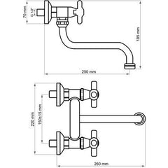 Rubinetto per cucina o lavatoio a muro parete maniglie stella,vintage per lavatoio