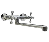 Rubinetto bagno cucina vintage epoca a parete per lavanderia o lavabo a canna dritta cromato