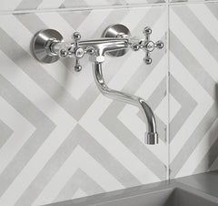 Rubinetto per cucina o lavatoio a muro parete maniglie stella,vintage per lavatoio