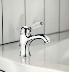 Mélangeur de lavabo vintage avec poignée en céramique