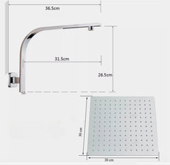 Ensemble de douche complet avec bras de douche en porte-à-faux et pommeau de douche carré