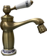 Vintage-Mischbatterie für Bidet, bronziert, mit Keramikdetails