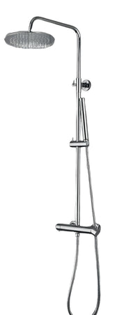 Colonna Doccia Cromata con Miscelatore Meccanico e Deviatore Integrato, Soffione Acciaio Ø25 cm e Doccetta Stick