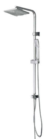 Colonna Doccia Quadrata Cromata con Supporto Regolabile, Doccetta Square e Soffione 20x20 cm