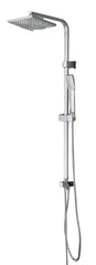 Colonna Doccia Quadrata Cromata con Supporto Regolabile, Doccetta Square e Soffione 20x20 cm