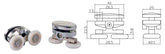 Coppia Cuscinetti Doppia Ruota Attacco Superiore ABS Cromato Box Doccia – Ø23 mm – Foro 9 mm – Interasse 26,5 mm