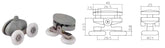Coppia Cuscinetti Doppia Ruota Attacco Superiore Box Doccia – Nylon Grigio Ø23 mm – Foro 9 mm – Interasse 26,5 mm