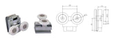 Coppia Cuscinetti Doppia Ruota Attacco Superiore Metallo Cromato Box Doccia – Ø23 mm – Foro 11 mm