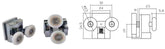 Coppia Cuscinetti Doppia Ruota Attacco Superiore Metallo Cromato Box Doccia – Ø23 mm – Vetro 8 mm – Foro 9 mm
