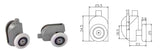 Coppia Cuscinetti Singola Ruota Attacco Superiore Box Doccia – Nylon Grigio Ø25 mm – Foro Vetro 12 mm