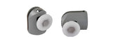 Coppia Cuscinetti Singola Ruota per Box Doccia – Nylon Grigio Ø23 mm – Foro Vetro 12 mm