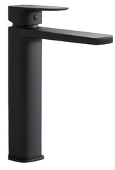 Miscelatore Lavabo Alto Design Minimal Nero Opaco con Piletta Click Clack in Ottone 1”1/4 – Cartuccia Ø35 mm