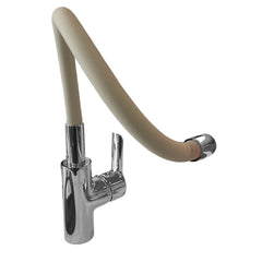 Mitigeur de cuisine avec bec flexible en caoutchouc beige/gris colombe