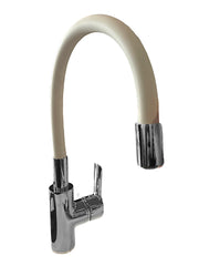 Mitigeur de cuisine avec bec flexible en caoutchouc beige/gris colombe