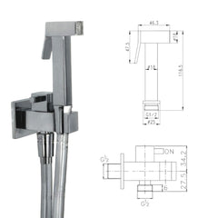Kit complet de douchette wc carrée en laiton avec robinet