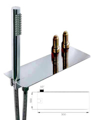 Ensemble de douche avec étagère et évacuation d'eau intégrée