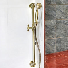 Barre de douche complète vintage en laiton bronzé