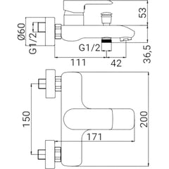 Miscelatore vasca moderno cromato completo