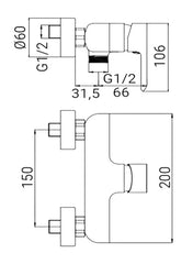 Miscelatore esterno doccia moderno cromato completo
