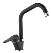 Miscelatore per cucina in ottone finitura granito nero, canna a ponte