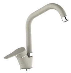 Mitigeur de cuisine en laiton effet avoine granitée beige, bec en forme de pont