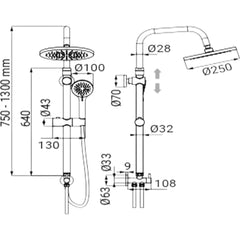Colonna doccia in acciaio cromata completa