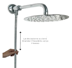 Kit doccia completo con deviatore a pressione completo di braccio Cm 30