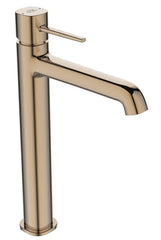 Miscelatore lavabo da appoggio – design elegante con leve sottili, aeratore regolabile, finitura dorata rosa