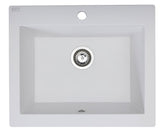 Lavello a vasca singola con grembiule – lavello ceramica 63×49 cm, sifone salvaspazio incluso