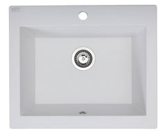 Lavello a vasca singola con grembiule – lavello ceramica 63×49 cm, sifone salvaspazio incluso