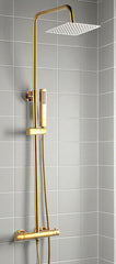 Colonna doccia Gold con rubinetto termostatico | Soffione a pioggia quadrato, altezza regolabile, sistema anticalcare