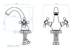 Mélangeur évier lavabo vieux laiton bronze