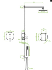 Batteria doccia – oro lucido, soffione, bocca e sistema anticalcare