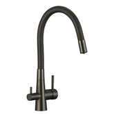 Rubinetto Cucina con Filtro Acqua | Antrarice Spazzolato, Doppia Leva, Canna Flessibile e Design Moderno