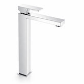 Miscelatore lavabo stile quadrato alto per lavandini appoggio