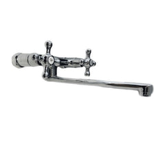 Rubinetto bagno cucina vintage epoca a parete per lavanderia o lavabo a canna dritta cromato