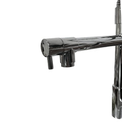 Bagnoclic miscelatore cucina industriale cromato con leva clinica e doppia uscita, doccetta professionale con pulsante