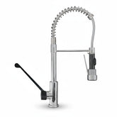 Miscelatore da cucina Bagnoclic in ottone cromato con doccetta estraibile e leva clinica, ideale per bar e ristoranti.