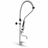 Bagnoclic miscelatore professionale da cucina in ottone cromato con doccetta estraibile e canna girevole, fissaggio a parete.