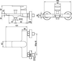 Rubinetto miscelatore vasca design moderno