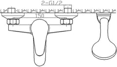 Rubinetto miscelatore esterno per vasca, con flessibile e doccetta