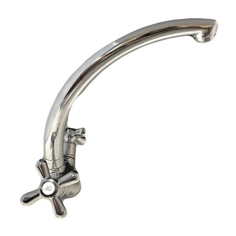 Rubinetto per cucina con canna alta, stile vintage, in ottone pesante