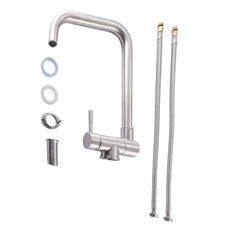 Rubinetto miscelatore per cucina abbattibile sottofinestra acciaio inox satinato/opaco