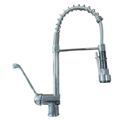 Rubinetto cucina industriale 50 cm in ottone con leva clinica e doccetta professionale