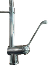 Rubinetto cucina industriale 50 cm in ottone con leva clinica e doccetta professionale