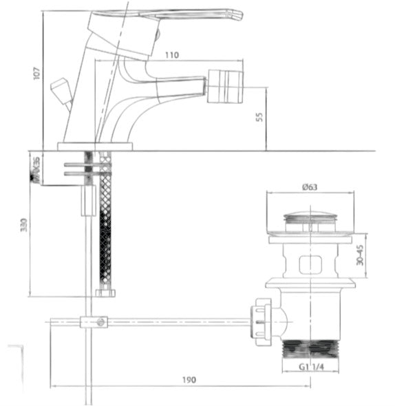 Mitigeur universel de bidet avec vidange