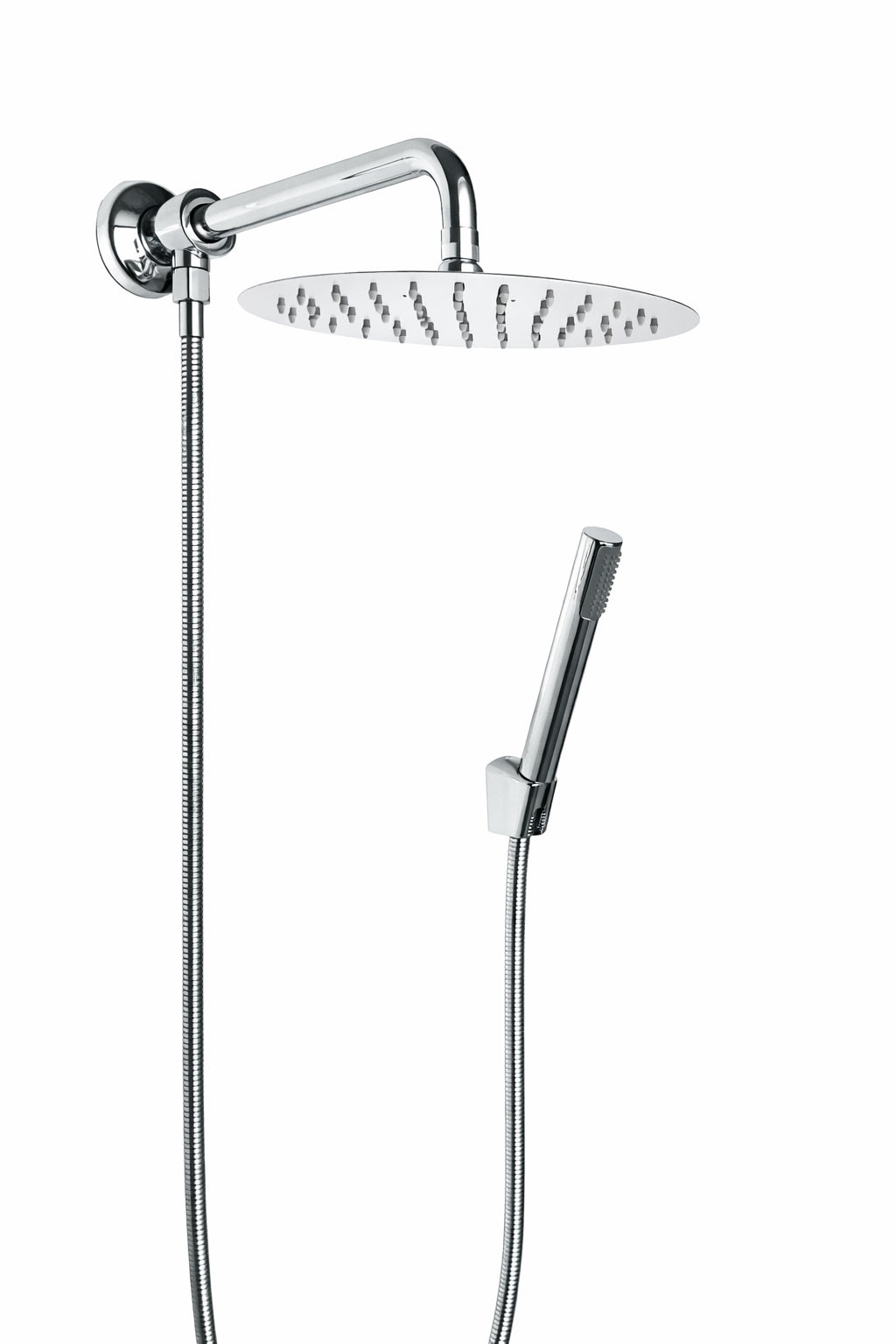 Duschset mit Druckumsteller, runder Handbrause, Duschkopf 20 cm und Brausearm 30 cm